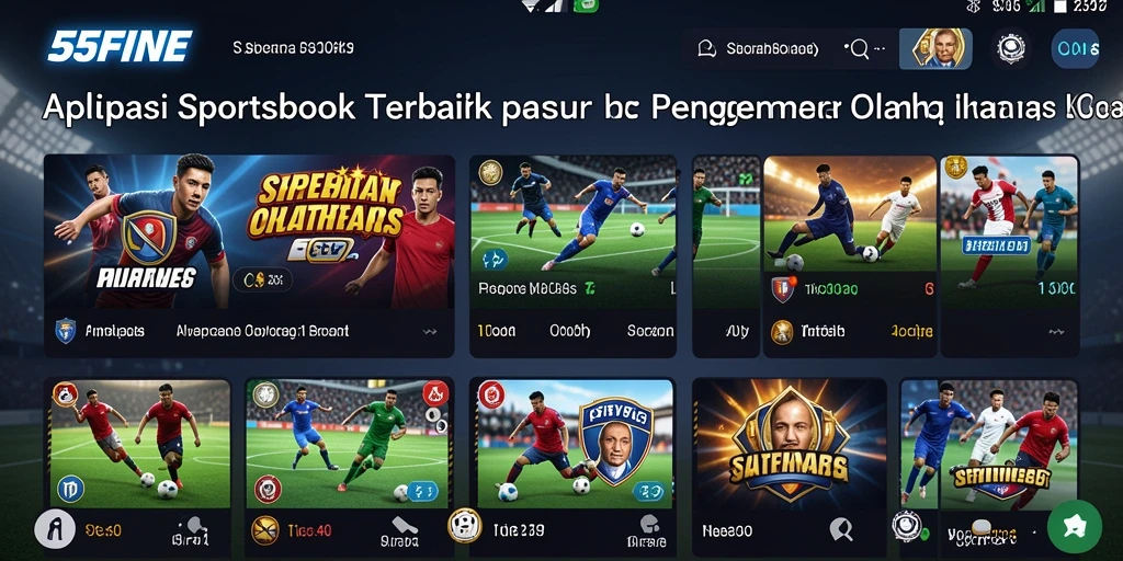 Tampilan utama 55FIVE dengan berbagai pilihan taruhan olahraga.