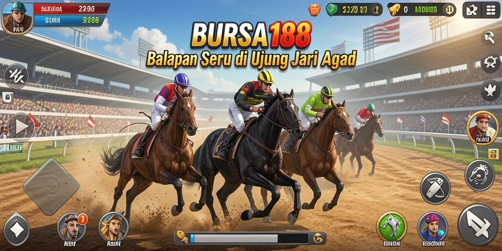 Screenshot menampilkan aksi balapan mendebarkan dalam BURSA188.