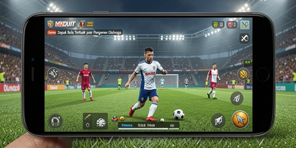 Tampilan gameplay MNDUIT yang menegangkan saat pertandingan sepak bola.