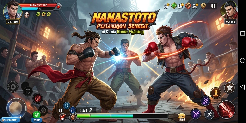 Tampilan gameplay NANASTOTO dengan aksi pertarungan yang seru.