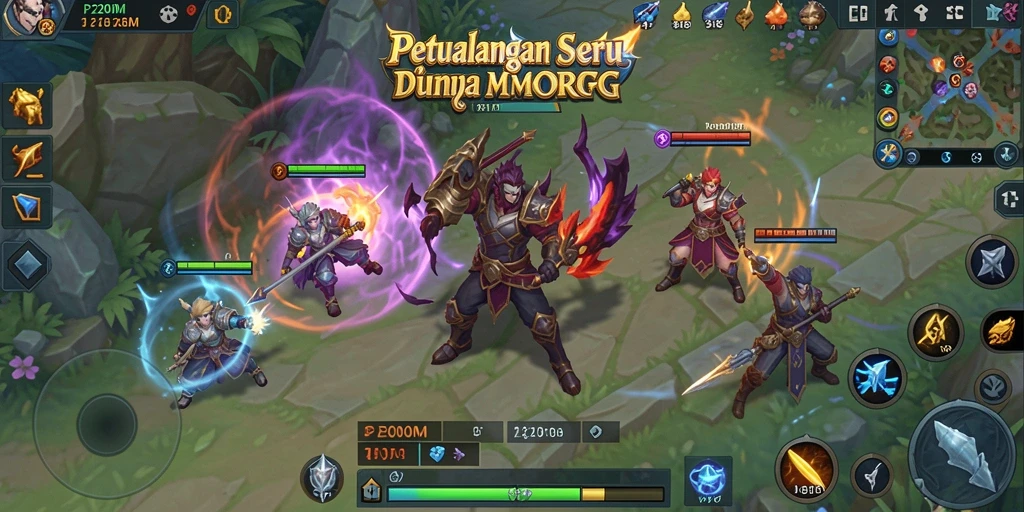 Gameplay epik dalam dunia fantasi MMORPG P200M.