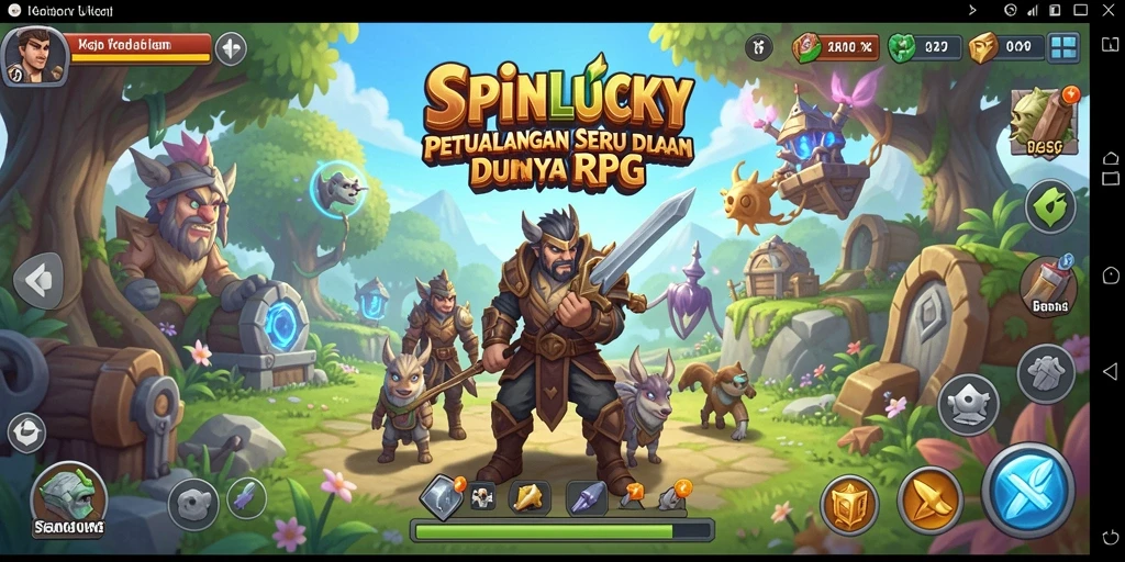 Tangkapan layar utama SPINLUCKY menampilkan aksi pertempuran yang menegangkan dalam RPG.
