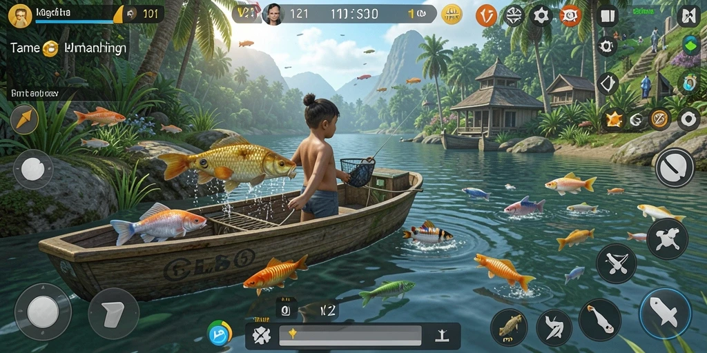Tangkapan ikan besar dalam gameplay V21 yang seru dan menarik.